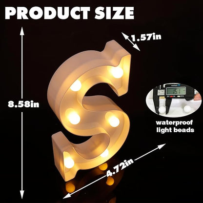 Small Led Marquee Letters, Light Up Letters, 8.58 Inch Led Letter Lights, Battery Powered Lighted Sign for Table, Party, Birthday, Christmas Decor (Letter S)