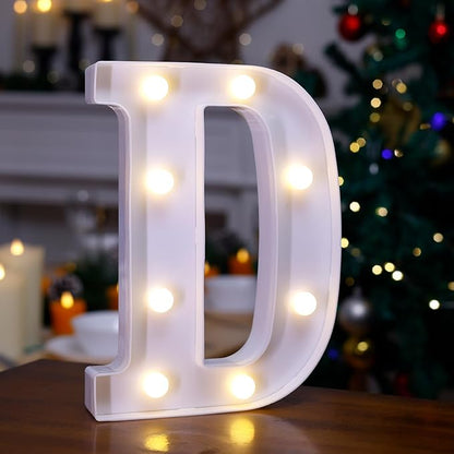 LED Marquee Sign Light Up Letters, Alphabet Light Up Sign, Battery Powered LED Letter Lights for Night Light, Wedding, Birthday, Party, Christmas or Home Decor (D)