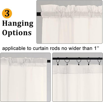 Gwine Ivory Sheer Curtains 90 Inches Long 2 Panels Set, Light Filtering Solid Filmy Drapes for Living Room Bedroom, Elegant Soft Rod Pocket Voile Sheer Window Curtains, 42Wx90L Inch, 2PCS, Ivory