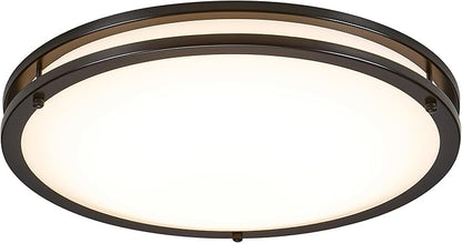 Maxxima 16 in. LED Flush Mount Ceiling Light, 3600 Lumens, 5 CCT 2700K/3000K/3500K/4000K/5000K, Round Color Selectable Black Trim Dual Ring Fixture, Dimmable
