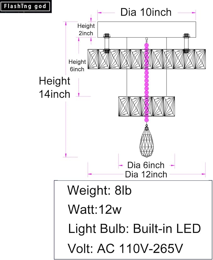 Flashing God 12" Modern Crystal Chandeliers Flush Mount Ceiling Light Gold Chandelier for Hallway LED Dimmable Light Fixture for Dining Room Living Room Bedroom
