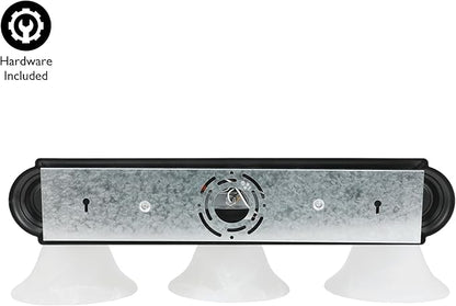 Design House 589796 Millbridge Vanity Light Dimmable with Frosted Glass for Above Bathroom Mirror, Matte Black, 3-Light