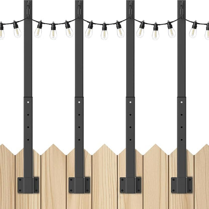 Mutovlin 4 Pack String Light Poles,2.8 Ft Light Poles for Outside String Lights,Outdoor Lights Pole with Fork,Metal Poles Stand for Patio Deck Backyard