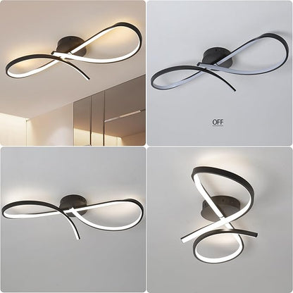 Modern LED Ceiling Light Fixture,30 Inch 22W Flush Mount Ceiling Chandelier,Dimmable Ceiling Lamp for Kitchen Bedroom Study Living Room Office Dining Room (Matte Black-S)