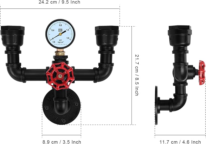 XEYOU Retro Wall lamp Vintage Industrial Steampunk Wall Sconce 2 Lights Metal Water Pipe Wall Mounted Light Fixture E26 Edison Bulb for Cafe Bar Restaurant Bedroom Livingroom