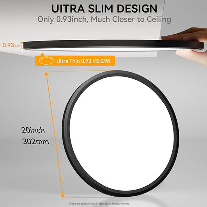 WKONCLDY 5CCT 3000k//3500k/4500k//5000k/6000k Selectable, Dimmable Led Flush Mount Ceiling Light, 20 Inch 5000LM Round Modern Flat Panel,Super Slim for Living Dining Kitchen Bedroom Room