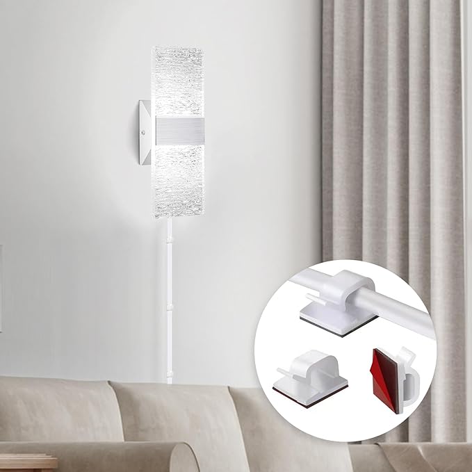 GOODATE Plug in Wall Sconces with Adjustable 3000K-6500K Colors & 10%-100% Brightness, Sconces Wall Decor Set of 2 with Remote Control, 12W Acrylic LED Plug in Wall Light (1 Pack, Corrugated Finish)