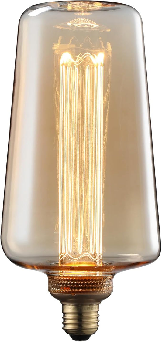 ESCENA Craftsmanship Series LED Decorative Light Bulb, Wine Bottle Style Vintage Edison Bulb Dimmable 3.5W, E26, Unique Virtual Filament Vintage Light Bulbs, Amber Glass, 2000K Soft Warm, UL Listed