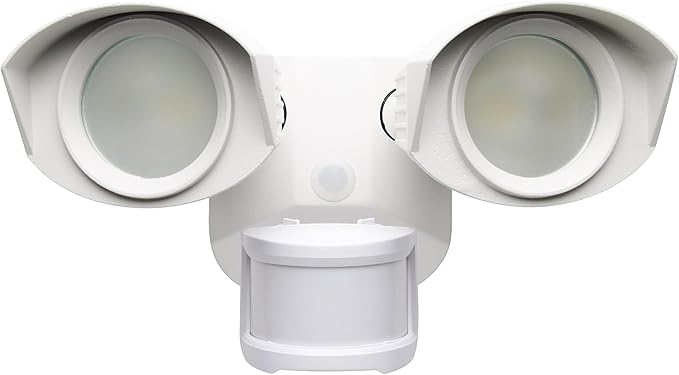 Nuvo 65/217 LED Dual-Head Security Light, 4000K, Motion Sensor, White