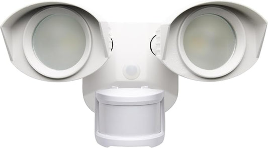Nuvo 65/217 LED Dual-Head Security Light, 4000K, Motion Sensor, White