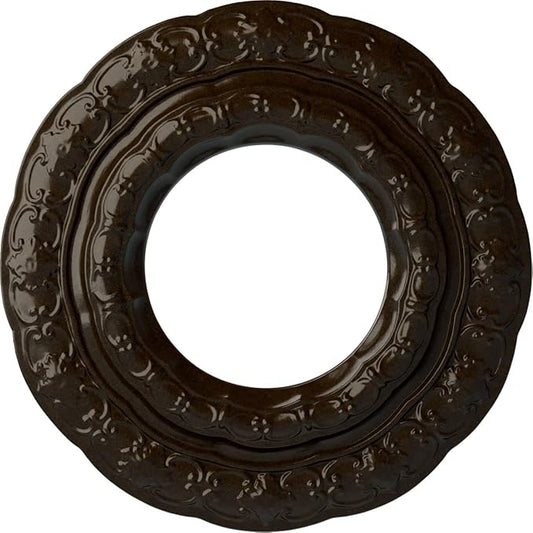 Ekena Millwork 15 3/8"OD x 7"ID x 1"P Lisbon Ceiling Medallion Fits Canopies up to 7" Ceiling Medallion, Bronze