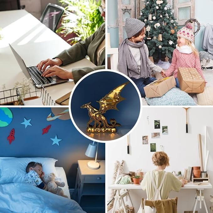 3D Wooden Animal Carving LED Night Light, Wood Carving Light, Modern Home Decoration, Decorative Tables, Cabinets, Living Rooms, Bedrooms, Offices, Farmhouses, Bookshelves, Perfect Holiday Gifts