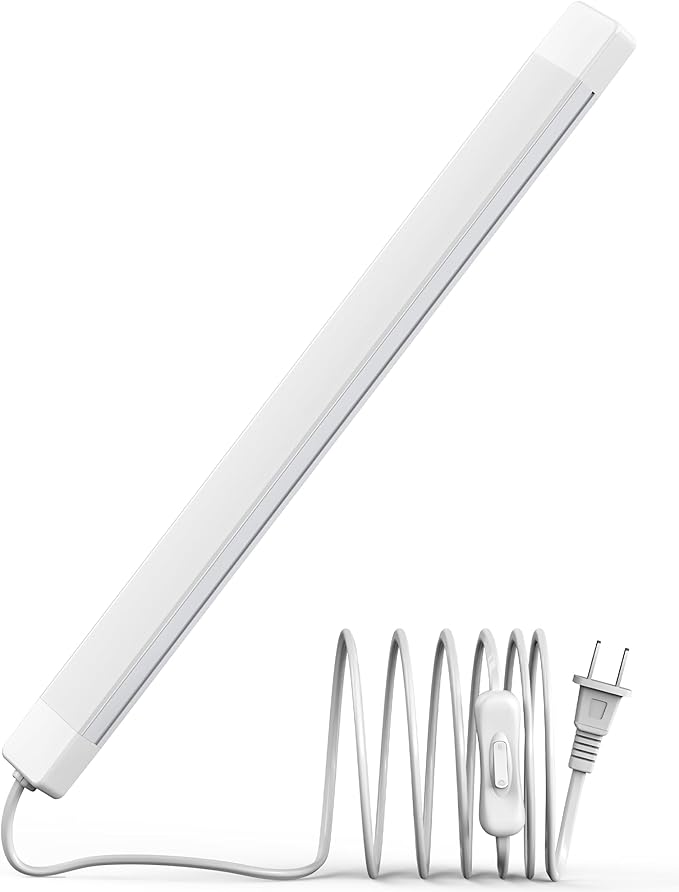 ASOKO 16 Inch Under Cabinet Lights,Plug and Play Under Counter Lighting,6000K Cool White with 700LM Bright,ETL Light Bar with ON/Off Switch for Kitchen,Under Desk,Workbench