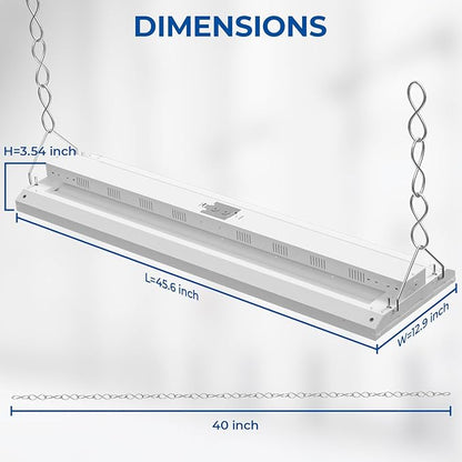 CINOTON 4FT 210W LED Shop Light with 28350LM,0-10V Dimmable Linear High Bay Lighting with 5000K,120-277V 135LM/W Commercial Hanging Lights for Garage Office Warehouse Workshop Factory UL Listed 2Pack