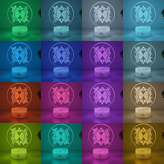 3D Night Light, 16 Color Changing Cartoon USB Desk Lamp, Crest of Hyrule Illusion Lighting with Remote Control for Home Decor Gift for Kids. (9)