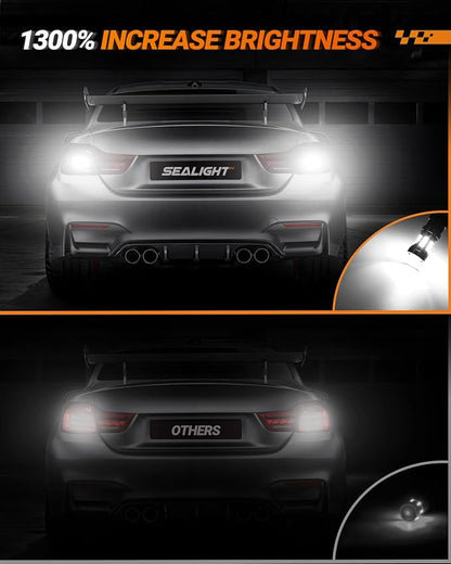 SEALIGHT 921 LED Bulb Reverse Light with 3030-SMD LED Chips, 912 906 904 W16W T15 921 LED Bulb with Projector Replacement for Tail backup reverse Lights, Plug and Play, 6000K White, Pack of 2