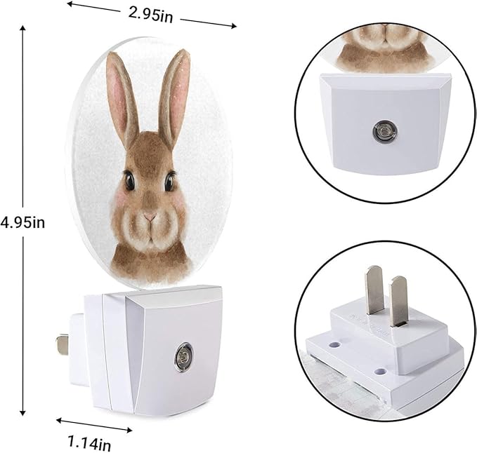 EKOBLA Easter Bunny Plug-in Night Light, Cute Cartoon Rabbit LED Nightlight for Easter Decor, Bedroom, Bathroom, Living Room & Kitchen