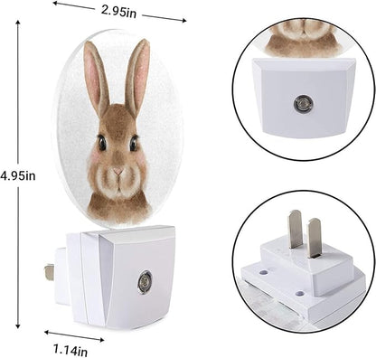 EKOBLA Easter Bunny Plug-in Night Light, Cute Cartoon Rabbit LED Nightlight for Easter Decor, Bedroom, Bathroom, Living Room & Kitchen