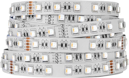 BTF-LIGHTING RGBW LED Strip Lights,UL Listed,5050 4 Colors in 1 RGB + 2700K-3000K Warm White,24V DC,16.4ft/5m 60LEDs/m 12mm White PCB, IP30 for Home Decoration(No Adapter or Controller)