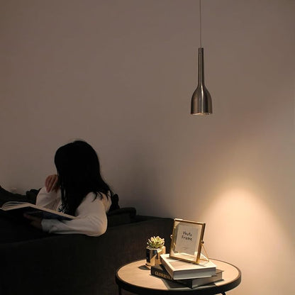 Aisilan 7W LED Modern Pendant Light Brushed Nickel Dimmable CRI 97 Hanging Light Fixture Warm White Mini Pendant Spot Lights for Kitchen Island Living Room Bedroom
