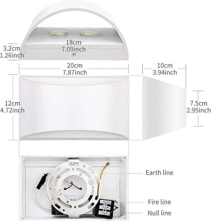 Lightess Modern LED Wall Sconce Set of 2, Hardwired Indoor Wall Lights, Up Down Wall Mount Lamp, White Sconces Wall Lighting for Living Room Bedroom Hallway, 6000K Cool White