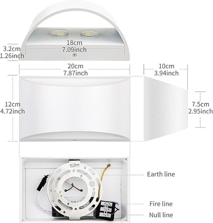 Lightess Modern LED Wall Sconce Set of 2, Hardwired Indoor Wall Lights, Up Down Wall Mount Lamp, White Sconces Wall Lighting for Living Room Bedroom Hallway, 6000K Cool White