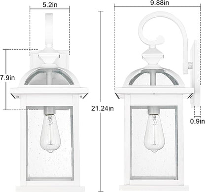 Darkaway 2pcs Outdoor Lights Fixtures Wall Mount, Large 22inch Outdoor Wall Sconce Lights with Seeded Glass Waterproof Outside Exterior Lights Fixture for House Front Porch Entry