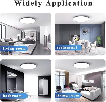 CHENBEN Flush Mount Ceiling Light Fixture 24W LED Modern Ceiling Lamps 7200K Shower Light Waterproof LED Light Fixtures Ceiling Mount for Kitchen/Bedroom/Shower/Hallway/Bathroom/Living Room,Black