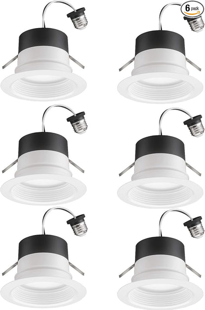 Juno 4BEMW SWW5 90CRI CP6 M2 E-Series LED Recessed Downlighting, Baffle Trim, 4-Inch (6-Pack), White