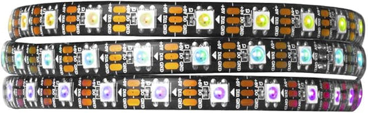 BTF-LIGHTING WS2812B IC RGB LED Strip,UL Listed,Pure Gold Wires,DC5V 3.28FT 60LED 5050SMD,Individually Addressable,Flexible for DIY Chasing Full Color Project,3M Tape,IP65(No Adapter or Controller)