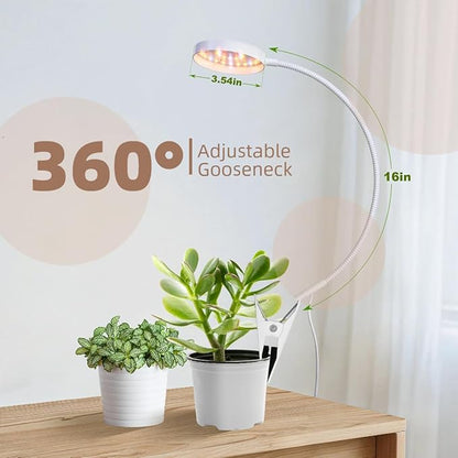 VC.Formark Clip On Plant Grow Lights for Indoor Plants Small Potted - Full Spectrum 3 Modes, 10-Level Dimmer, 3/9/12H Timer & Durable Metal Gooseneck for Succulents,Herbs