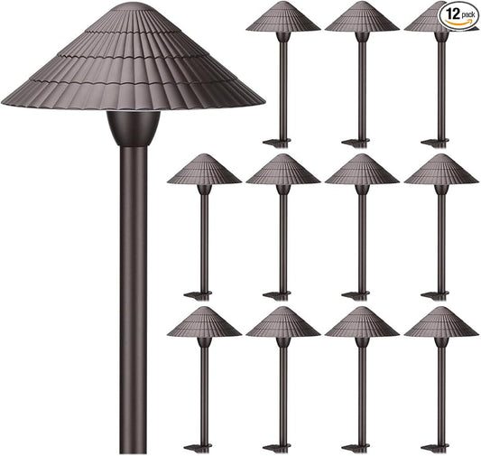 LEONLITE 12-Pack 5CCT LED Low Voltage Landscape Lights, 3W Cast-Aluminum 12-24V Pathway Lights, 1800K-5000K IP65 Path Lights, ETL Listed Landscape Lighting Wired for Yard Lawn, Oil Rubbed Bronze