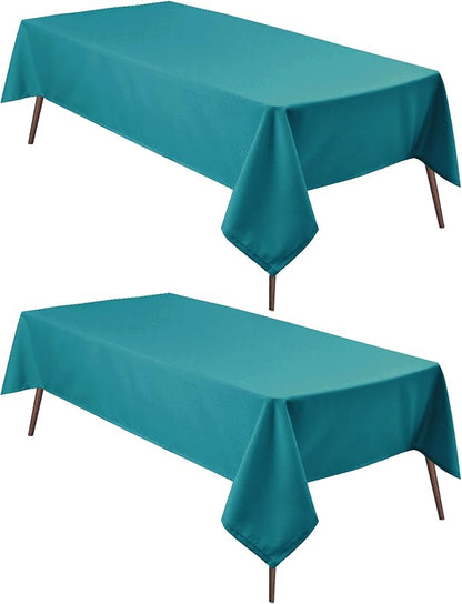Hiasan 2 Pieces Turquoise Rectangle Tablecloth - Water Resistant and Spillproof Dining Room Washable Fabric Table Cloth for Dining Room, Polyester, 30 x 60 Inch
