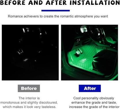 povtii Car LED Strip Light, 24 LED RGB Auto Under Dash Interior Atmosphere Lights, USB Vehicle Decorative Lamp Ambient Night Light Strip, Lighting Kit Car Accessories (Green)