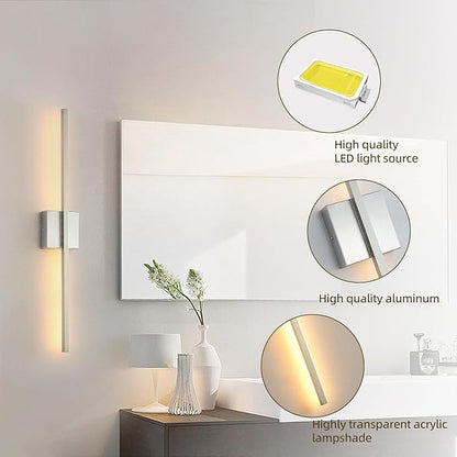 Wall Sconces Set of Two 28'', LED Dimmable Sconces Wall Lighting, Brushed Gold Modern Wall Sconce Light for Bathroom, Living Room, Bedroom, Hardwired 3000K