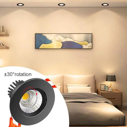 inShareplus 2 Inch LED Downlight, 3W Recessed Lighting 220LM COB Dimmable, 3000K Warm White, CRI80, Black Trim, LED Ceiling Lights with Driver, 12 Pack