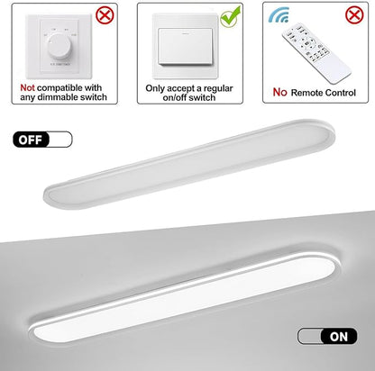 47.1 Inch Metal LED Ceiling Light,Slim, Edge Lit - 65W Full Spectrum Linear Ceiling Lamps,6500K Cool White Modern Ultra Thin Low Profile Light Fixture for Kitchen, Home & Office Hallway