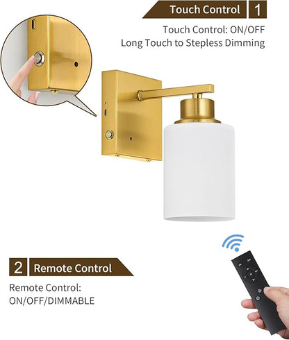 Rayogale Battery Operated Wall Sconce Set of 2, Gold Rechargeable Wall Lights with Timer Function, Easy Install Dimmable Cordless Wall Lamps Sconces Wall Decor for Living Room Bedroom Hallway, 3000K