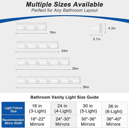 IZORRO LED Modern Bathroom Lights Fixtures(5-Light,Dimmable,360°Rotate),Matte White Acrylic Wall Lighting,Vanity Lights for Bathroom Over Mirror - 6000k 30In （No Assembly Required）