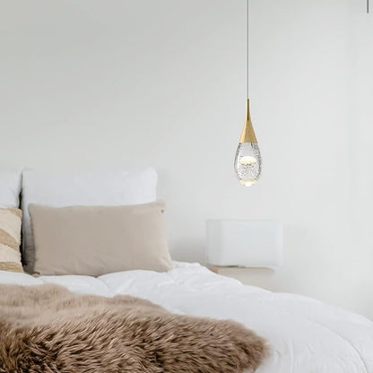 JoollySun Mini Crystal Pendant Light: Modern Dimmable 3-Color(3000k-6000k) LED Pendant for Kitchen Island Bathroom - Polished Gold