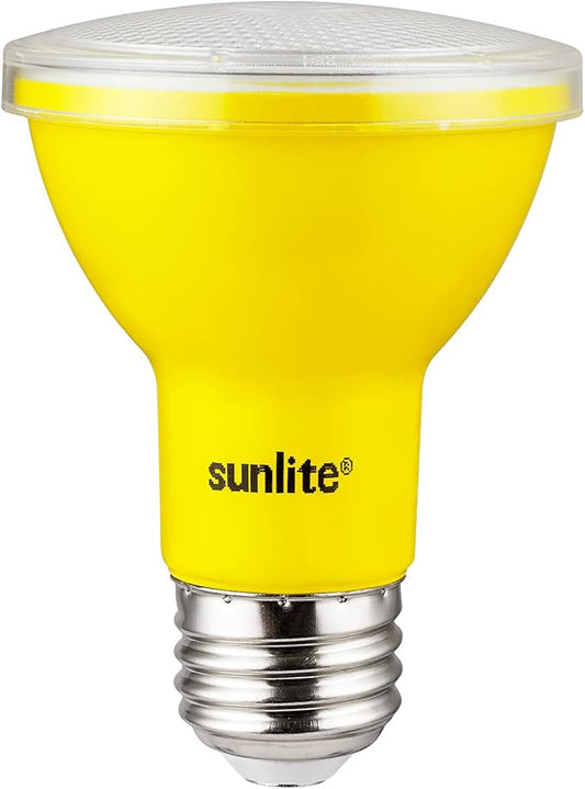 Sunlite 81466 LED PAR20 Colored Recessed Light Bulb, 3 Watt (50w Equivalent), Medium (E26) Base, Floodlight, ETL Listed, Yellow, 1 Count