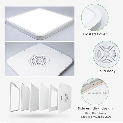 15.7Inch 32W Square LED Ceiling Light Fixtures Flush Mount, 2800K Warm White LED Ceiling Lamp, Surface Mount Modern Ceiling Lights, White Slim Flat Panel Lighting for Bedroom, Kitchen, Bathroom