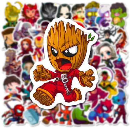 200PCS Cartoon Character Superhero Stickers for Kids Waterproof Vinyl Superhero Stickers Bulk for Water Bottles Skateboard Luggage Laptop Bumper Boys Teens Adults