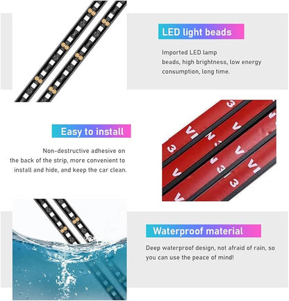 Ohleats Car LED Strip Light, 48 LED RGB Auto Interior Atmosphere Lights, Cigarette Lighter Under Dash Ambient Night Light, Interior Lamp Lighting Kit (Blue, USB)