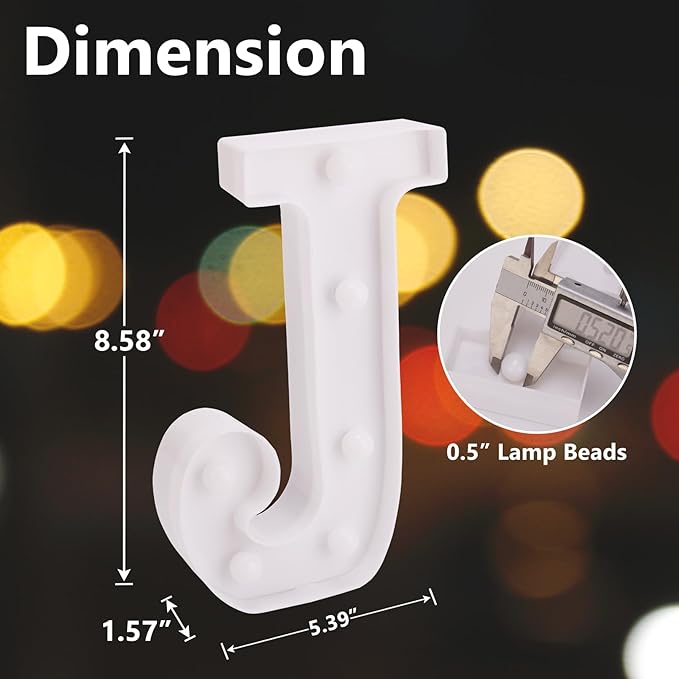 LED Marquee Sign Light Up Letters, Alphabet Light Up Letters Sign, Battery Powered LED Letter Lights for Night Light, Wedding, Birthday, Party, Christmas or Home Decor (Letter J)