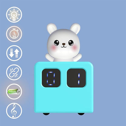 Colorful Life Interactive Train Night Light – Sensor Engine with Musical Animal Cars, Magnetic Connection, Rechargeable, Warm & White LED, Cute Bunny Design (White Rabbit, Eight Tone Model)