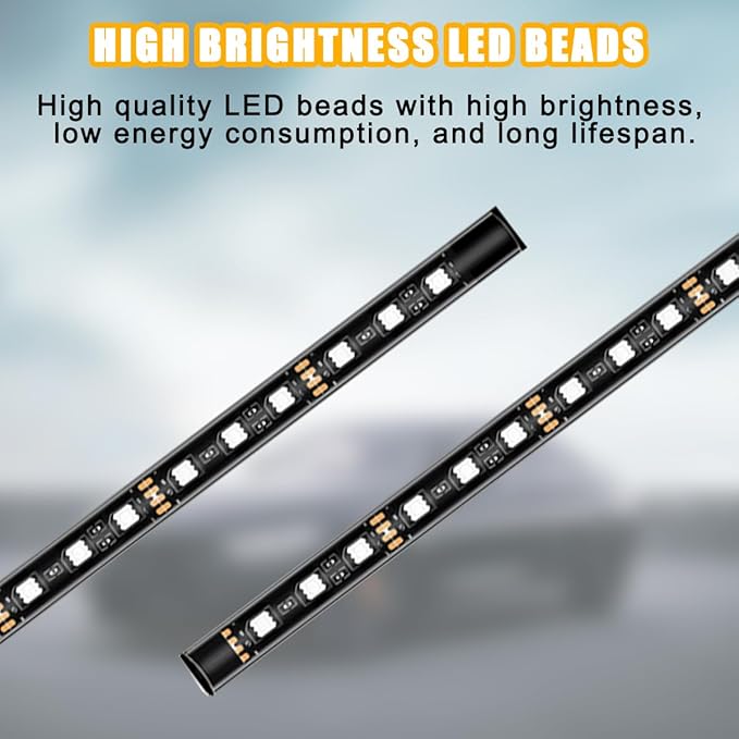 Mandark Car LED Strip Light, 24 LEDs Vehicle RGB Neon Interior Atmosphere Lamp, 12V USB Port Auto Decor Under Dash Ambient Night Light Strip Accessories, Universal for SUV, Sedan, Truck (White)