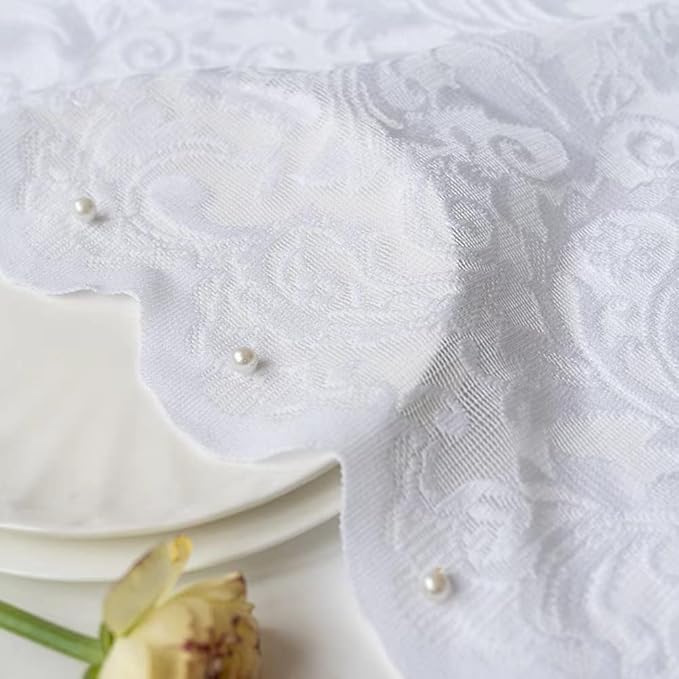 ALIGOGO 3 Piece Lace Kitchen Curtains and Valances Set 36 Inches Length, Country Short White Sheer Kitchen Curtains for Small Window, 70s Cafe Curtain with Valance Bathroom,52" x 36" White