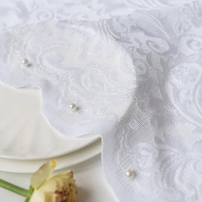 ALIGOGO 3 Piece Lace Kitchen Curtains and Valances Set 36 Inches Length, Country Short White Sheer Kitchen Curtains for Small Window, 70s Cafe Curtain with Valance Bathroom,52" x 36" White
