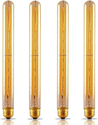 T30 Tubular Edison Light Bulb 40W Amber Vintage Edison Bulb Incandescent Filament Bulb T300 E26 2200K Dimmable Antique Golden Tinted Glass Bulb for Wall Sconce Pendant Lighting(4 Pack)
